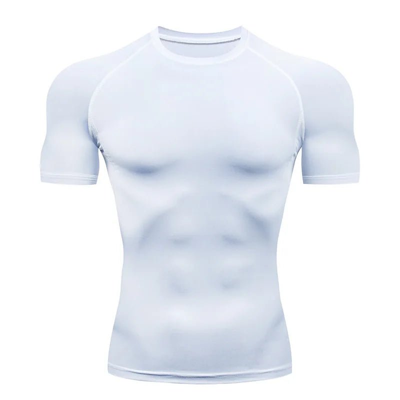 Men Compression Running T Shirt Fitness Tight Short Sleeve Tshirt Training Jogging Shirts Gym Sportswear Quick Dry Rashgard - x7products