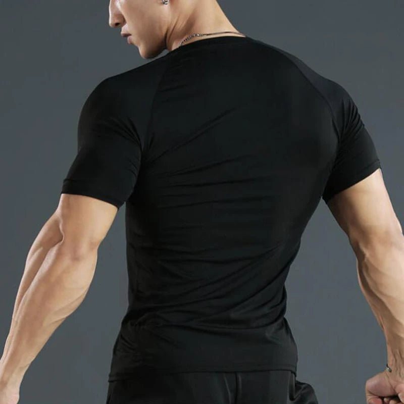 Men Compression Running T Shirt Fitness Tight Short Sleeve Tshirt Training Jogging Shirts Gym Sportswear Quick Dry Rashgard - x7products