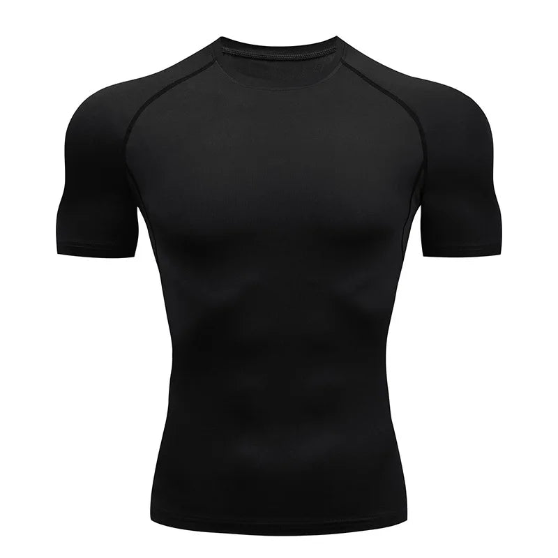 Men Compression Running T Shirt Fitness Tight Short Sleeve Tshirt Training Jogging Shirts Gym Sportswear Quick Dry Rashgard - x7products