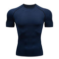 Men Compression Running T Shirt Fitness Tight Short Sleeve Tshirt Training Jogging Shirts Gym Sportswear Quick Dry Rashgard - x7products