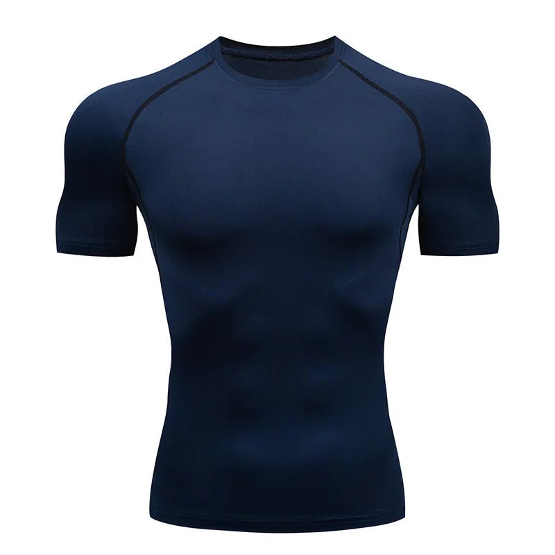 Men Compression Running T Shirt Fitness Tight Short Sleeve Tshirt Training Jogging Shirts Gym Sportswear Quick Dry Rashgard - x7products