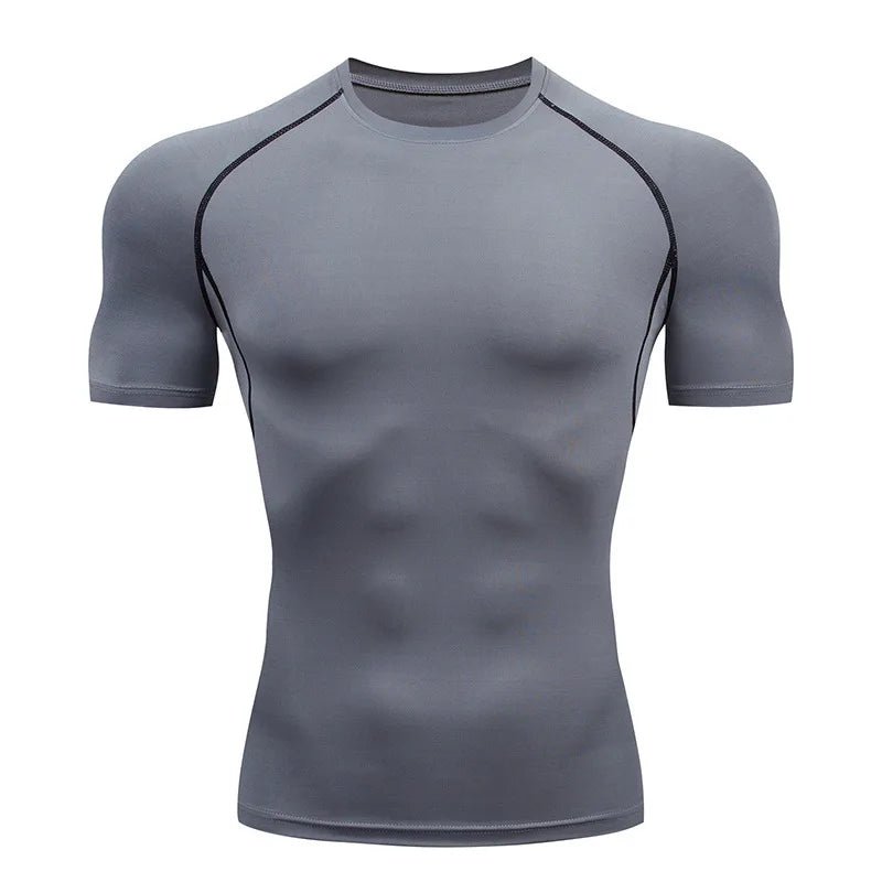 Men Compression Running T Shirt Fitness Tight Short Sleeve Tshirt Training Jogging Shirts Gym Sportswear Quick Dry Rashgard - x7products