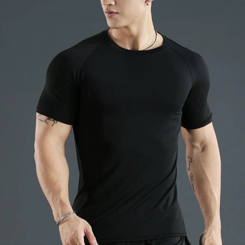 Men Compression Running T Shirt Fitness Tight Short Sleeve Tshirt Training Jogging Shirts Gym Sportswear Quick Dry Rashgard - x7products